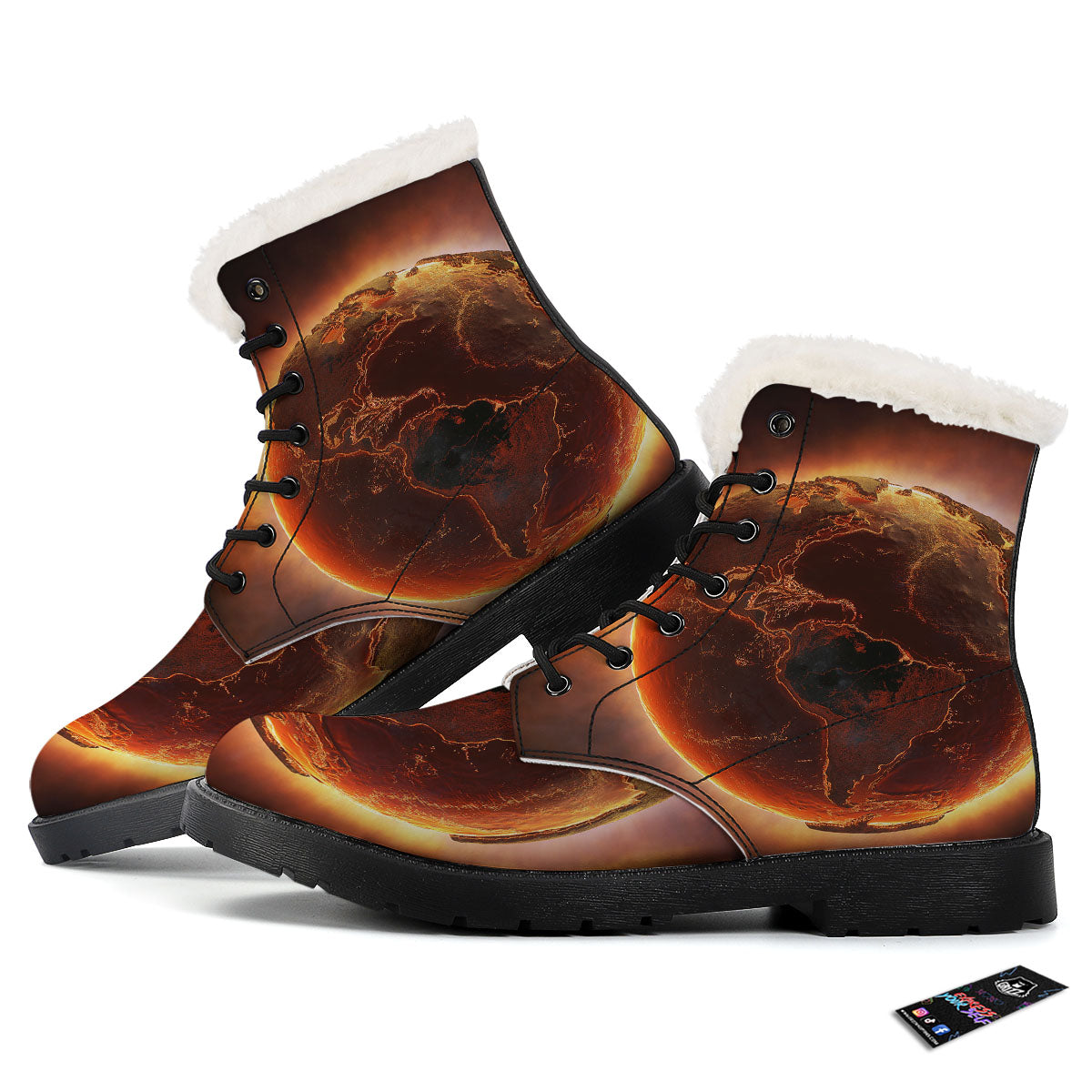 Earth Burning Print Winter Boots-grizzshop