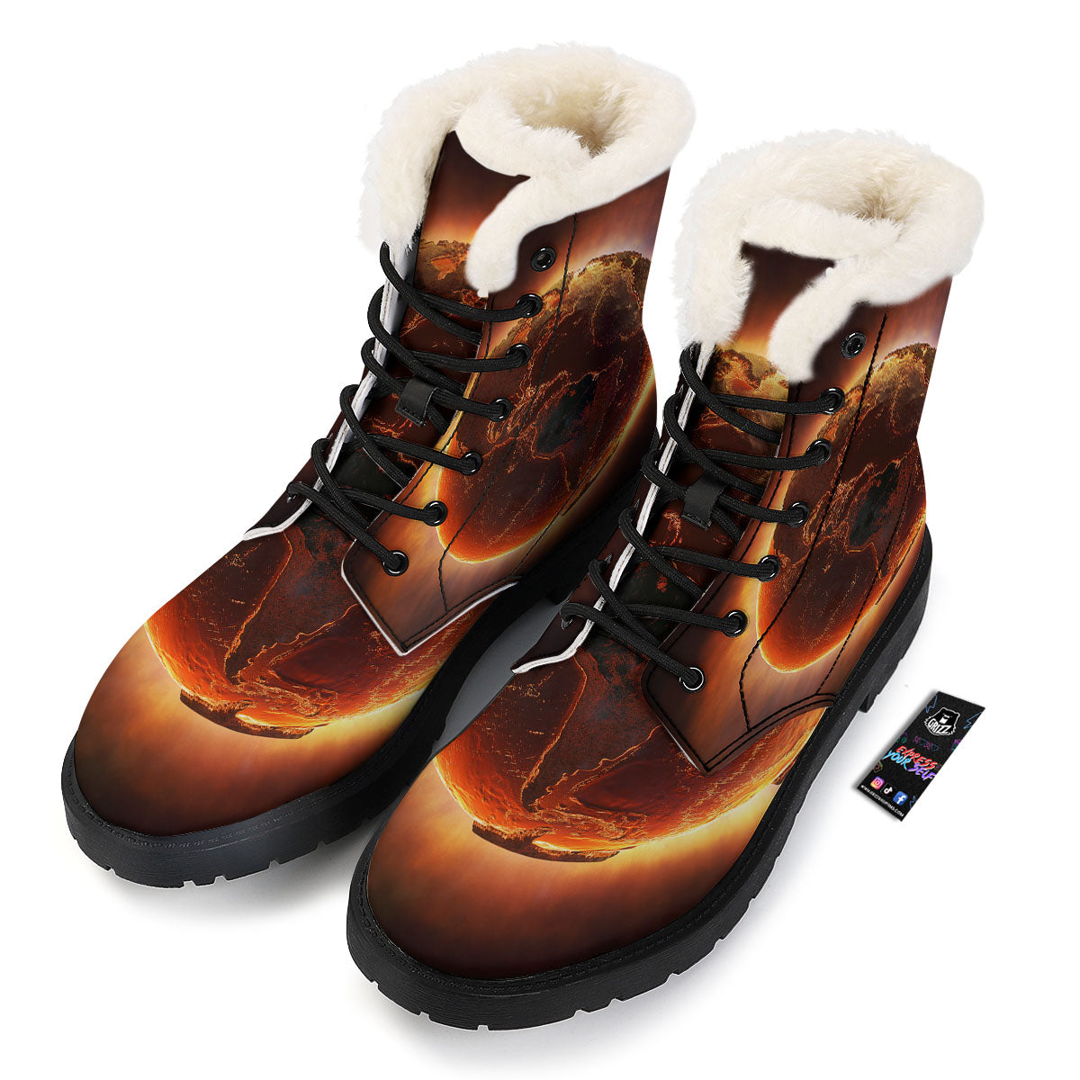 Earth Burning Print Winter Boots-grizzshop