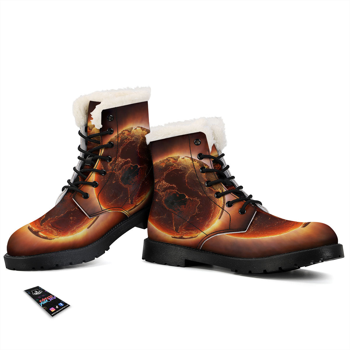 Earth Burning Print Winter Boots-grizzshop