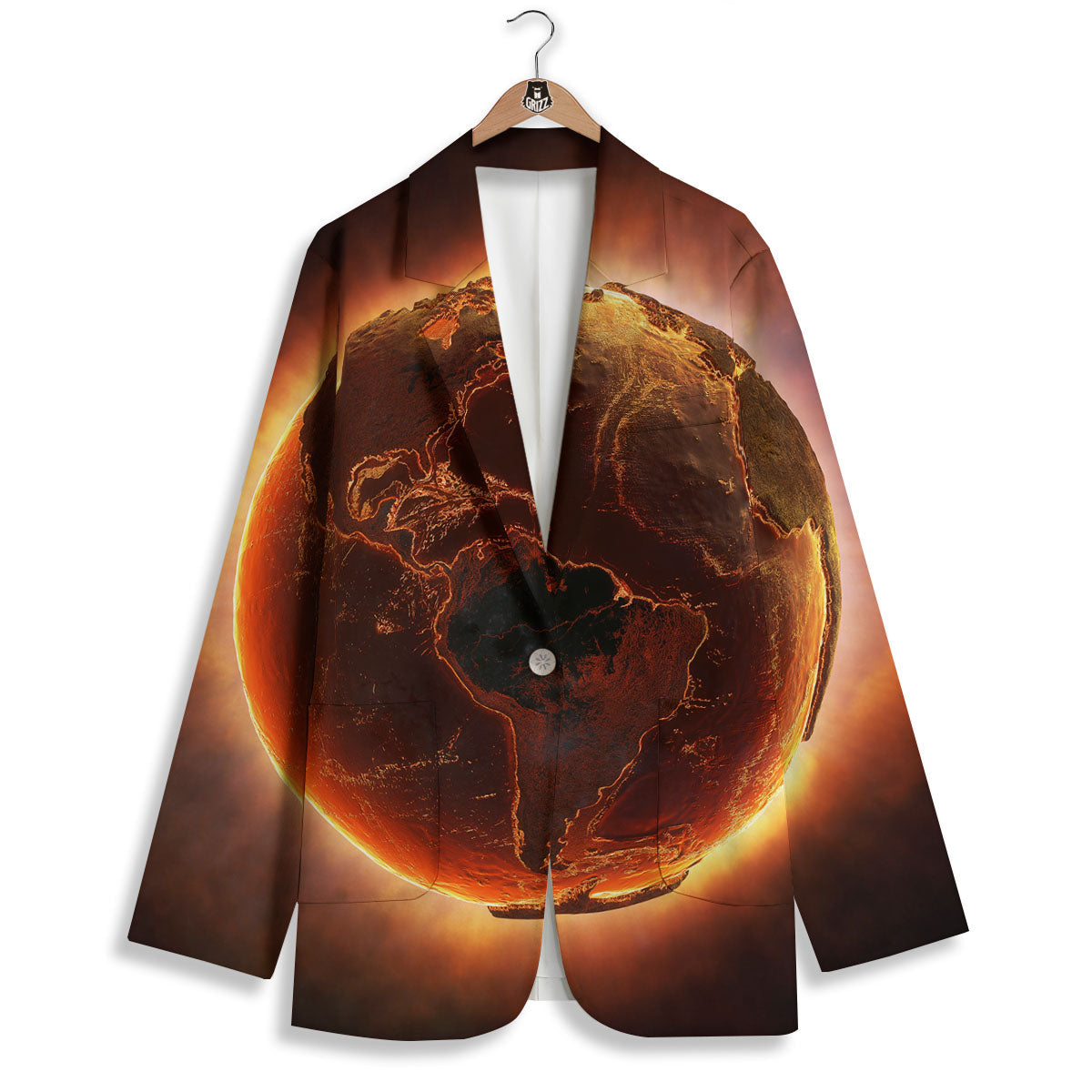 Earth Burning Print Women's Blazer-grizzshop