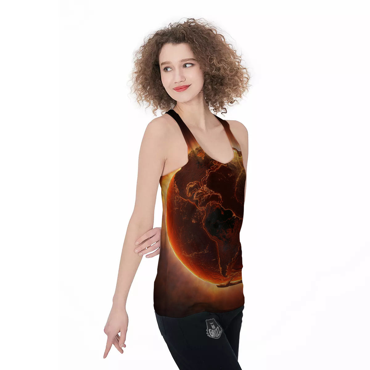 Earth Burning Print Women's Racerback Tank Top-grizzshop