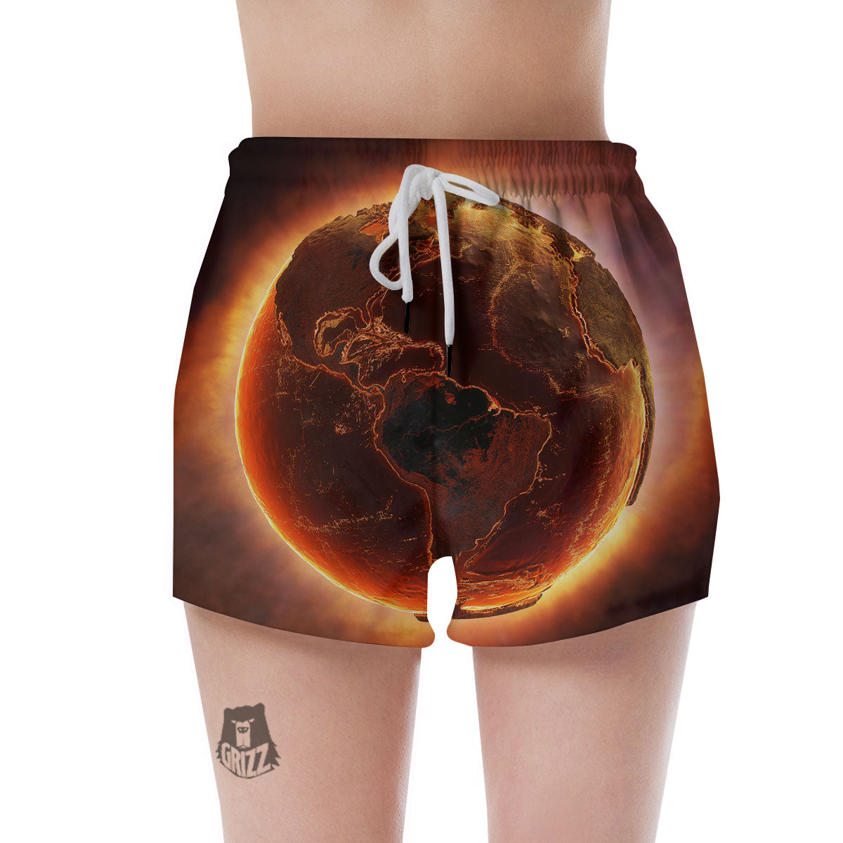 Earth Burning Print Women's Shorts-grizzshop