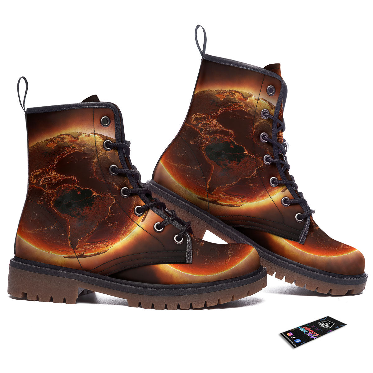 Earth Burning Print Work Boots-grizzshop