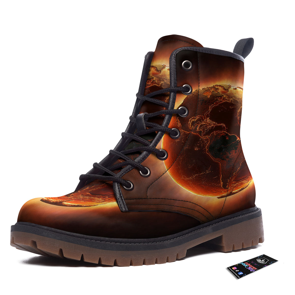 Earth Burning Print Work Boots-grizzshop