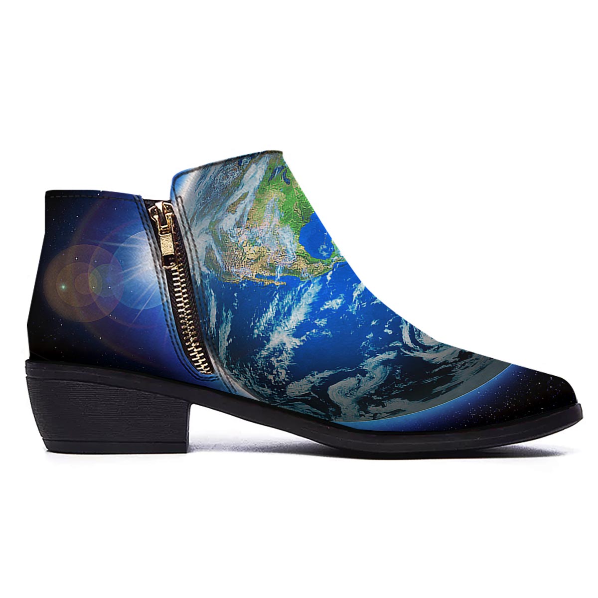 Earth Sunrise Print Ankle Boots-grizzshop