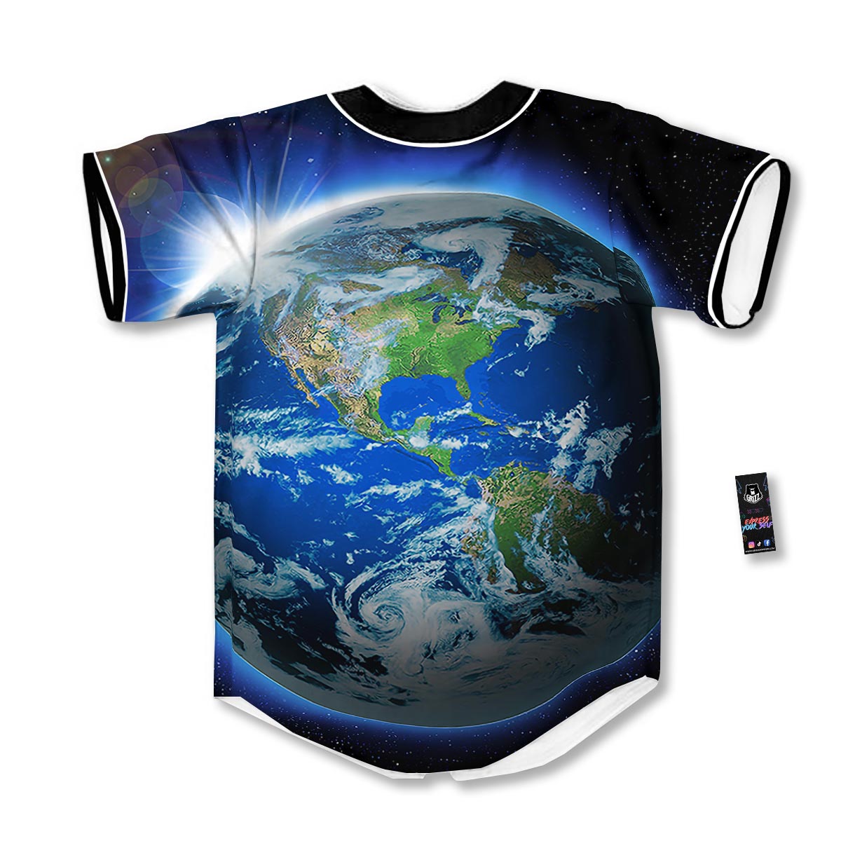 Earth Sunrise Print Baseball Jersey-grizzshop