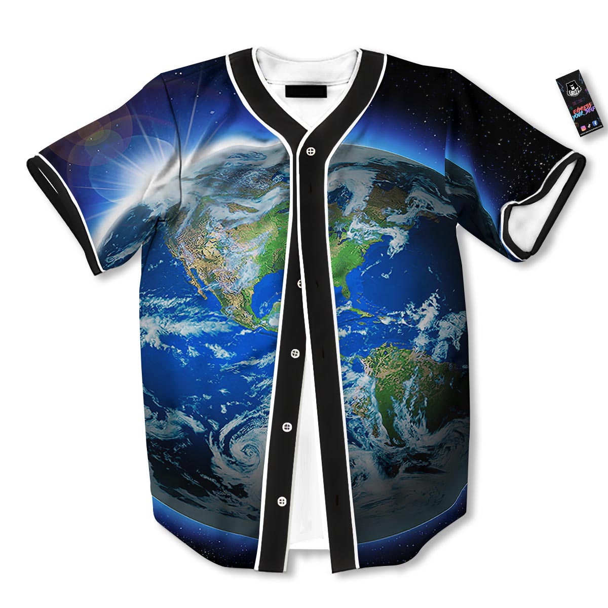 Earth Sunrise Print Baseball Jersey-grizzshop