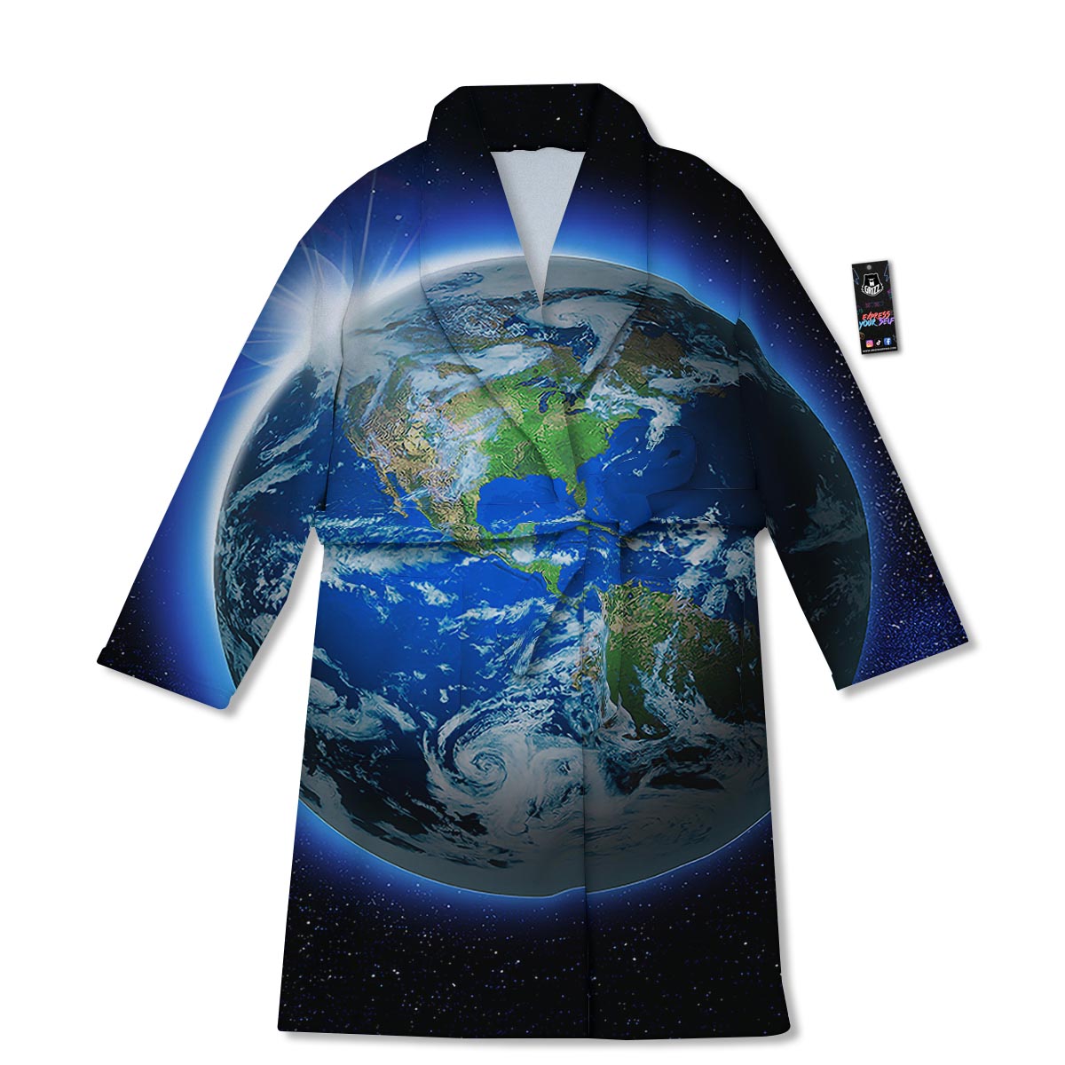 Earth Sunrise Print Bathrobe-grizzshop