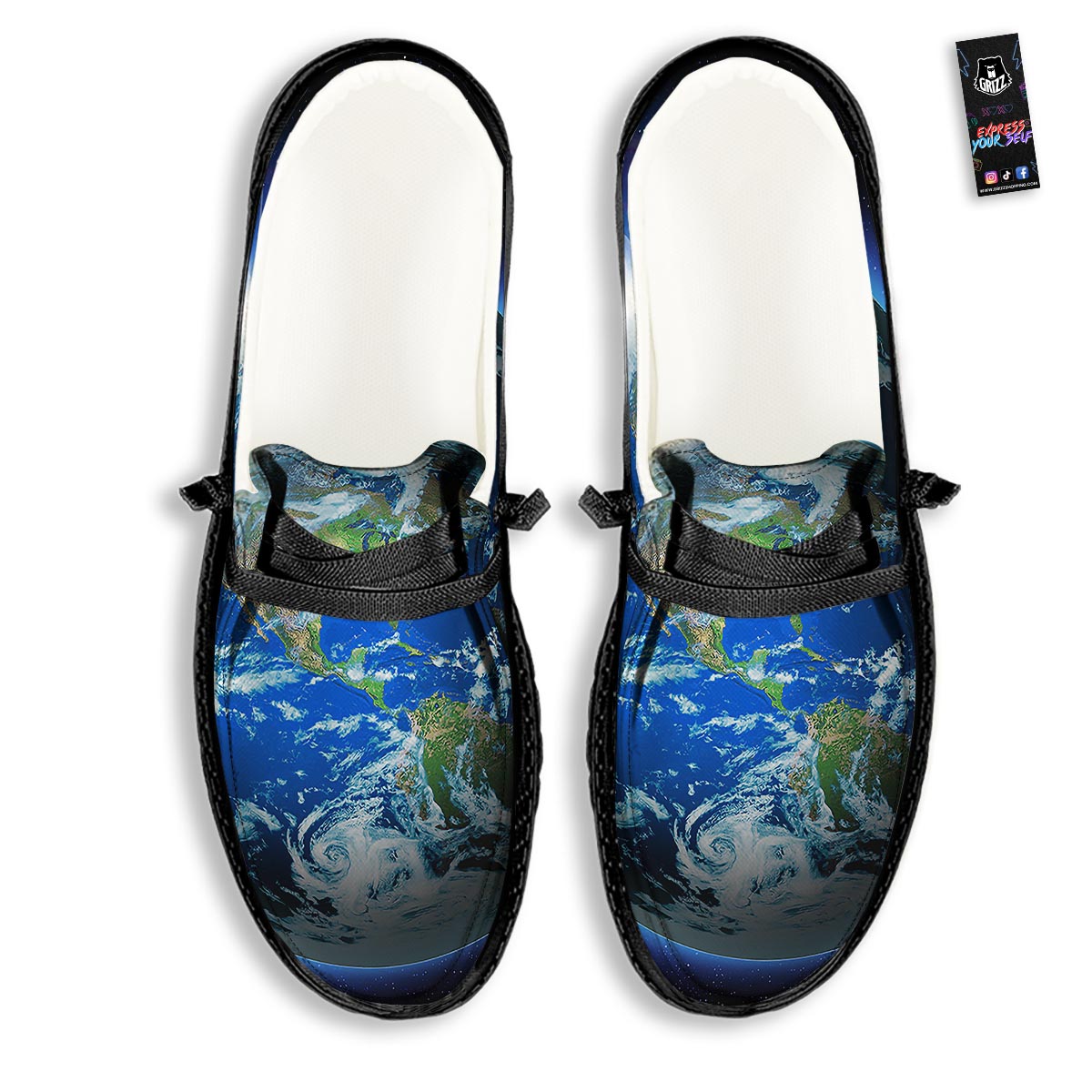 Earth Sunrise Print Black Loafers-grizzshop