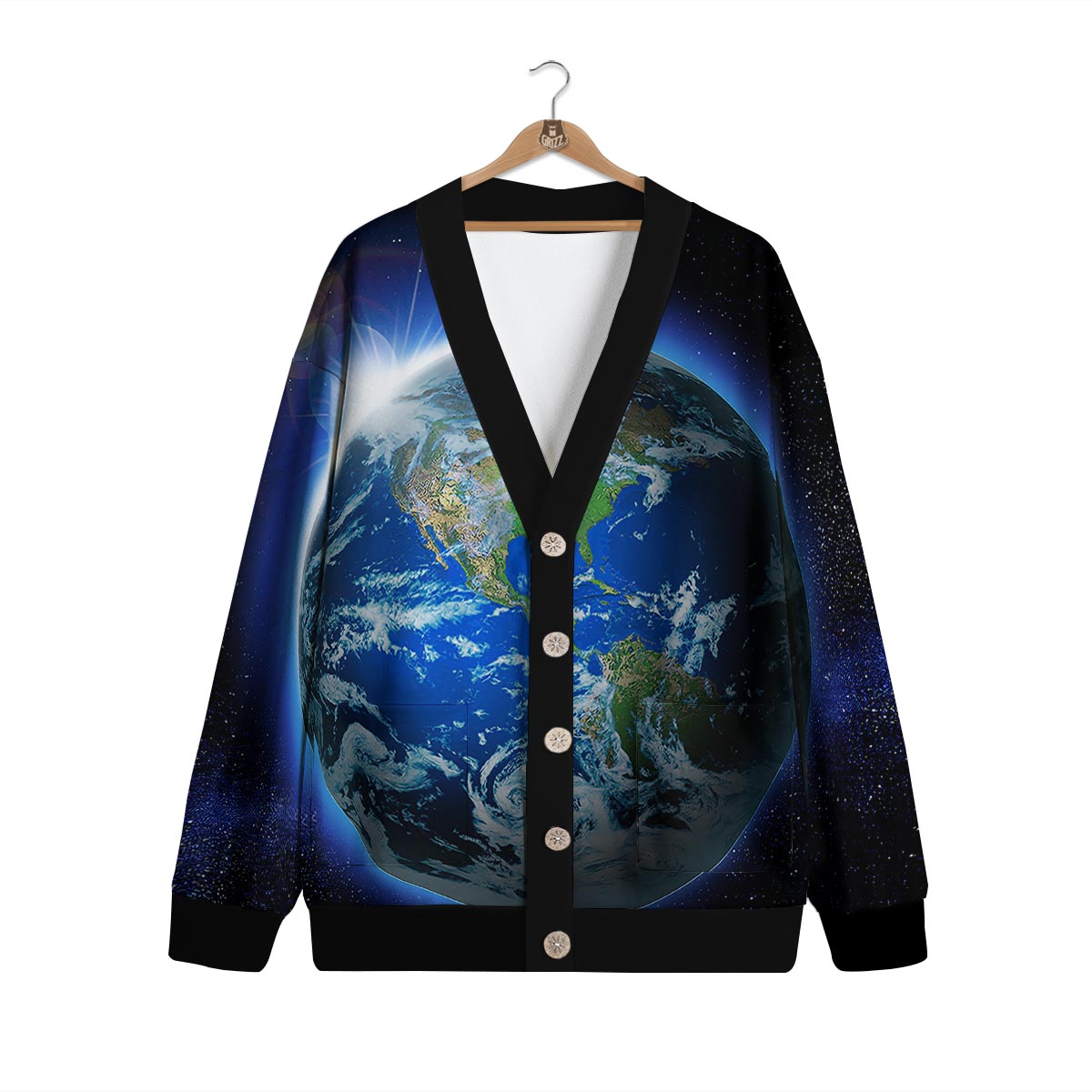 Earth Sunrise Print Cardigan-grizzshop