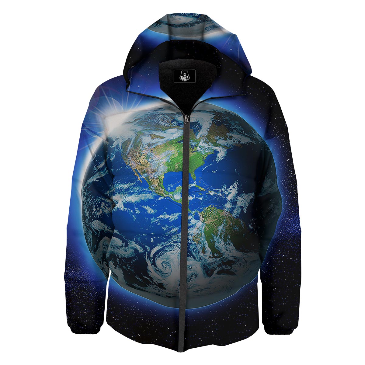 Earth Sunrise Print Down Jacket-grizzshop
