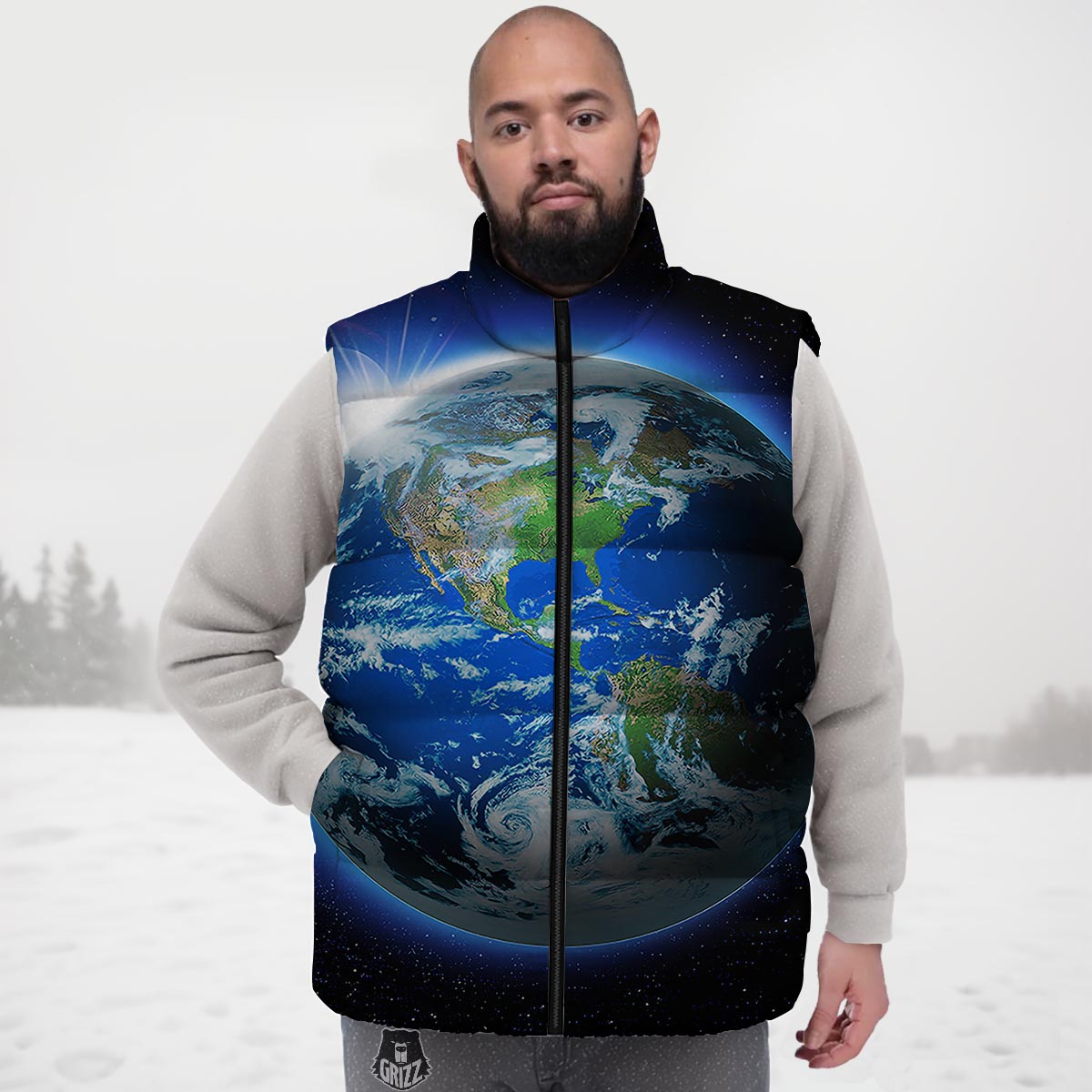 Earth Sunrise Print Down Vest