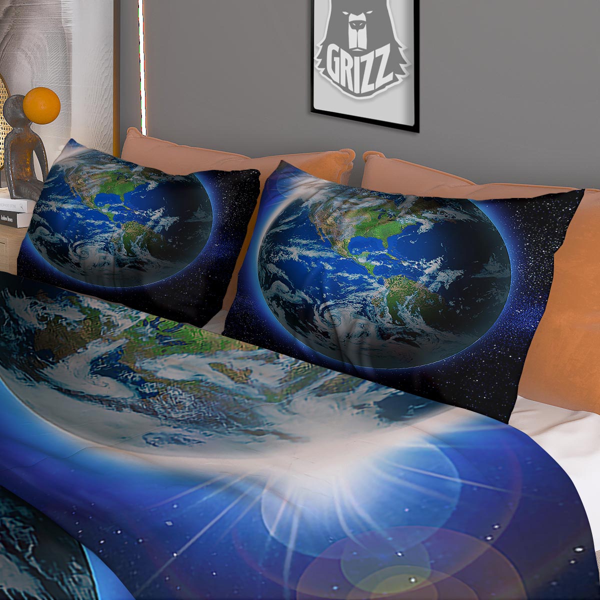 Earth Sunrise Print Duvet Cover Bedding Set