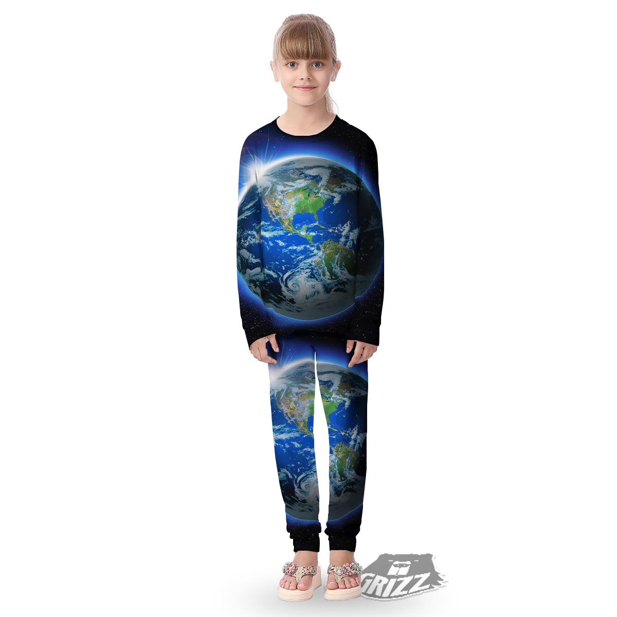 Earth Sunrise Print Kid's Pajamas-grizzshop