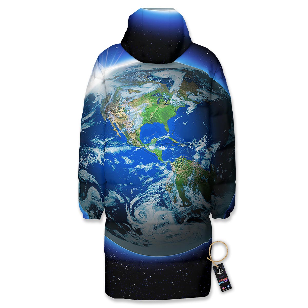 Earth Sunrise Print Long Down Jacket-grizzshop