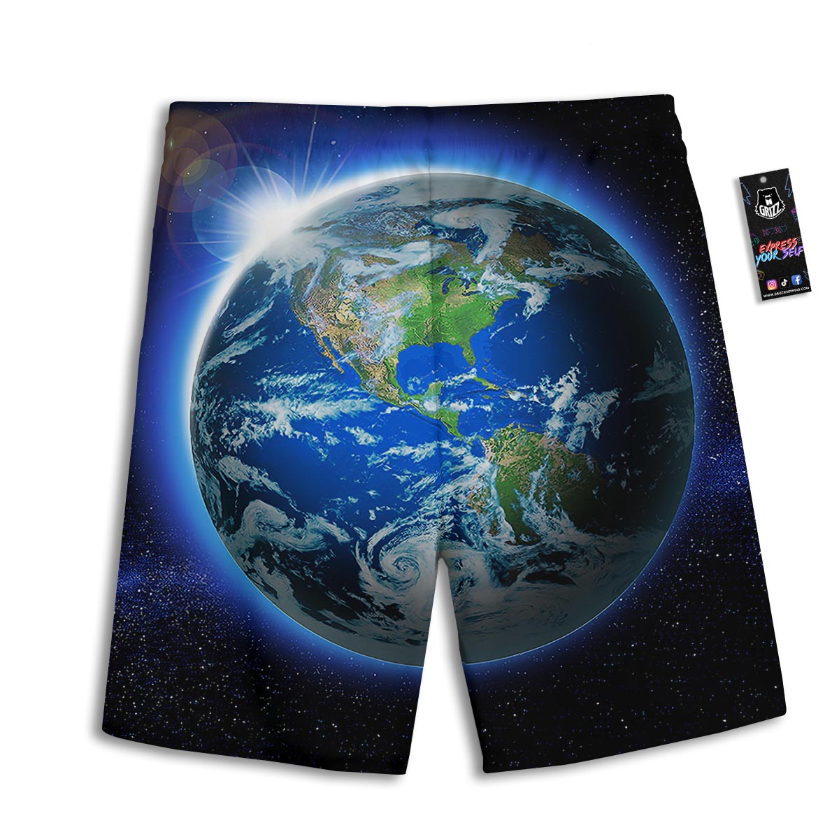 Earth Sunrise Print Men's Athletic Shorts