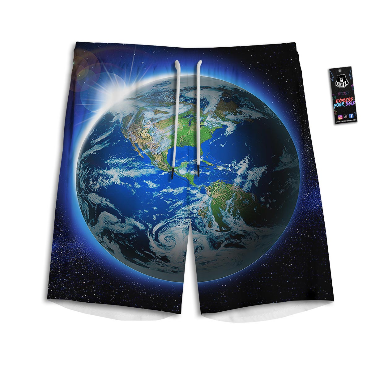 Earth Sunrise Print Men's Athletic Shorts