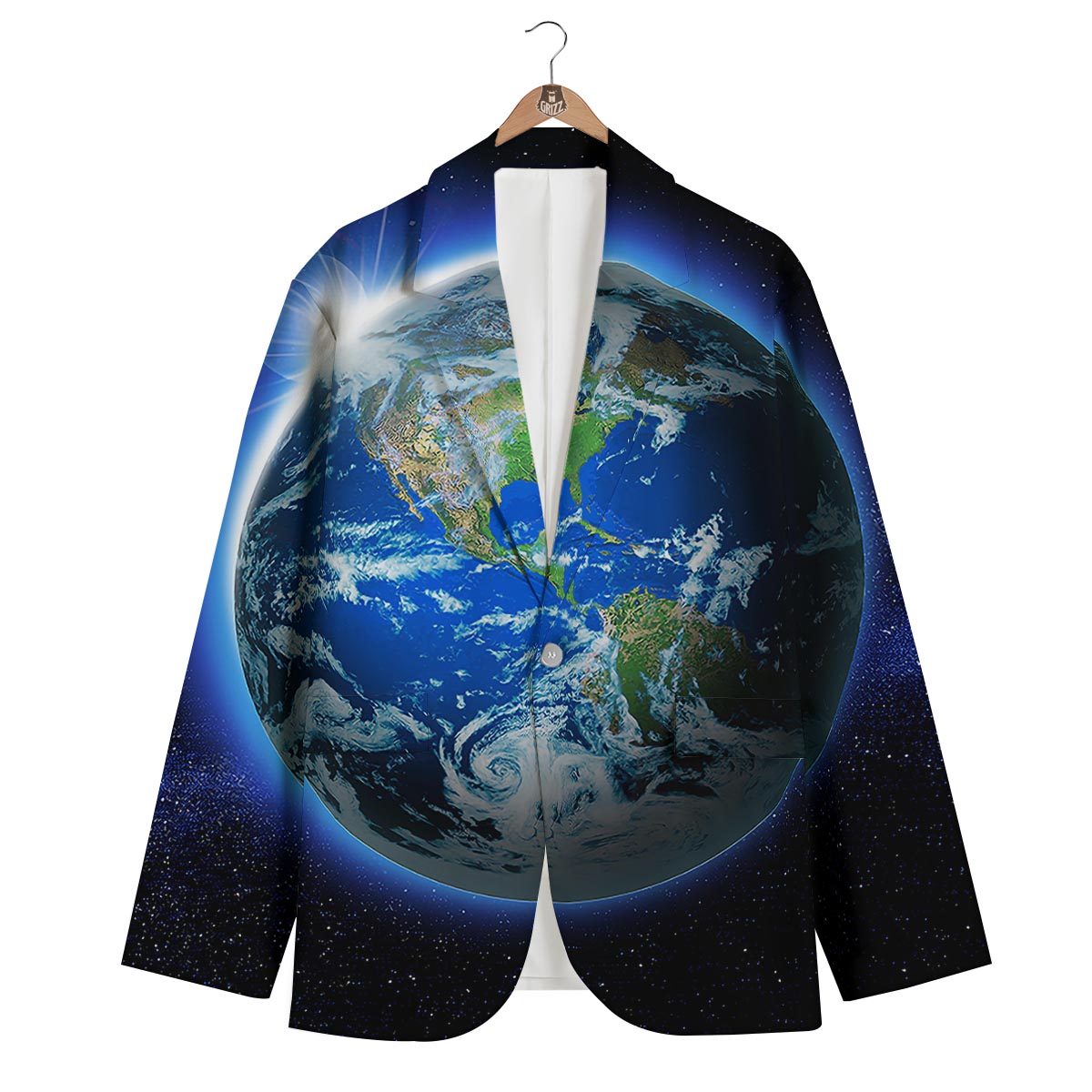 Earth Sunrise Print Men's Blazer-grizzshop