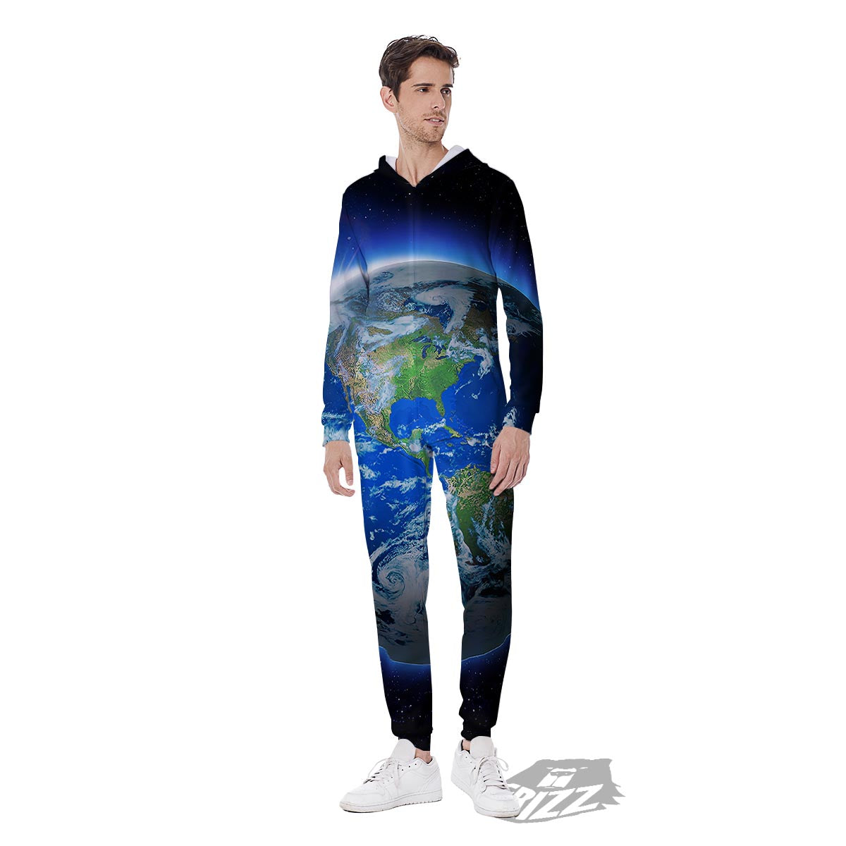 Earth Sunrise Print Men's Jumpsuit-grizzshop