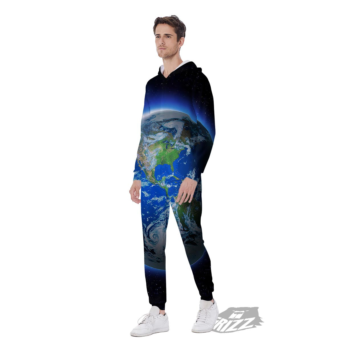 Earth Sunrise Print Men's Jumpsuit-grizzshop