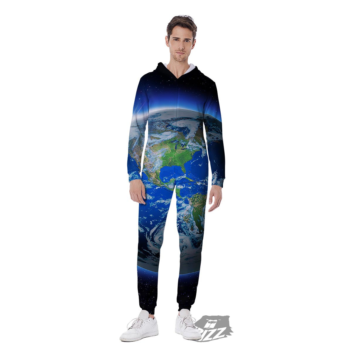 Earth Sunrise Print Men's Jumpsuit-grizzshop