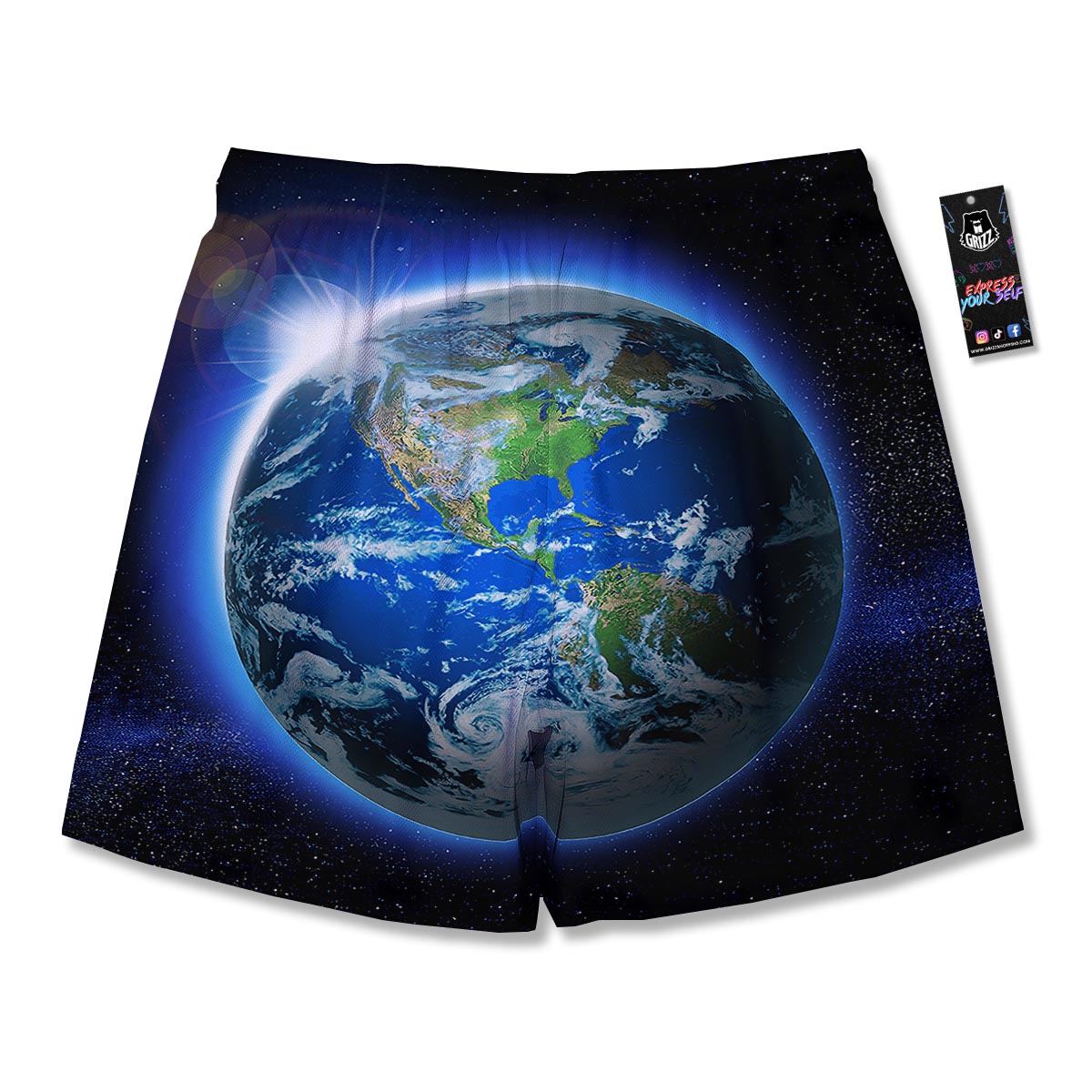 Earth Sunrise Print Men's Running Shorts-grizzshop