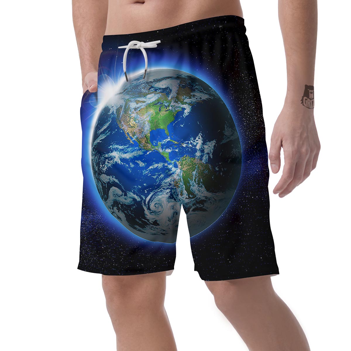Earth Sunrise Print Men's Shorts-grizzshop