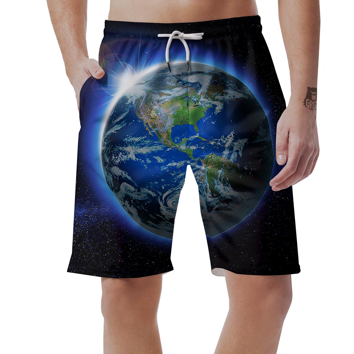 Earth Sunrise Print Men's Shorts-grizzshop