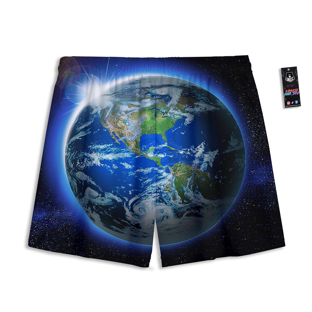 Earth Sunrise Print Mesh Shorts