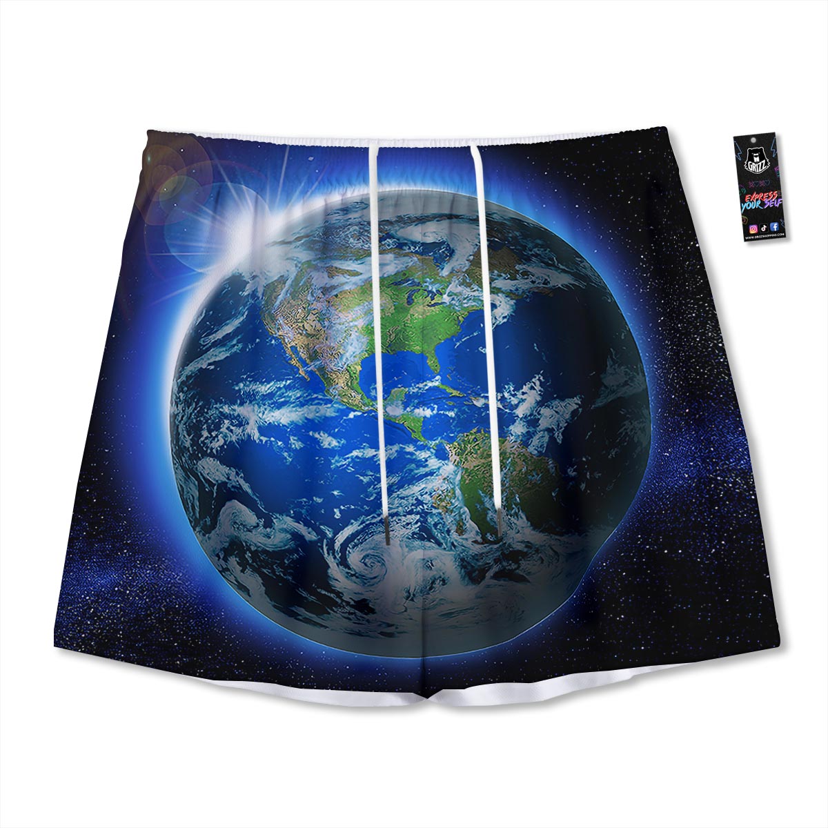 Earth Sunrise Print Mesh Shorts