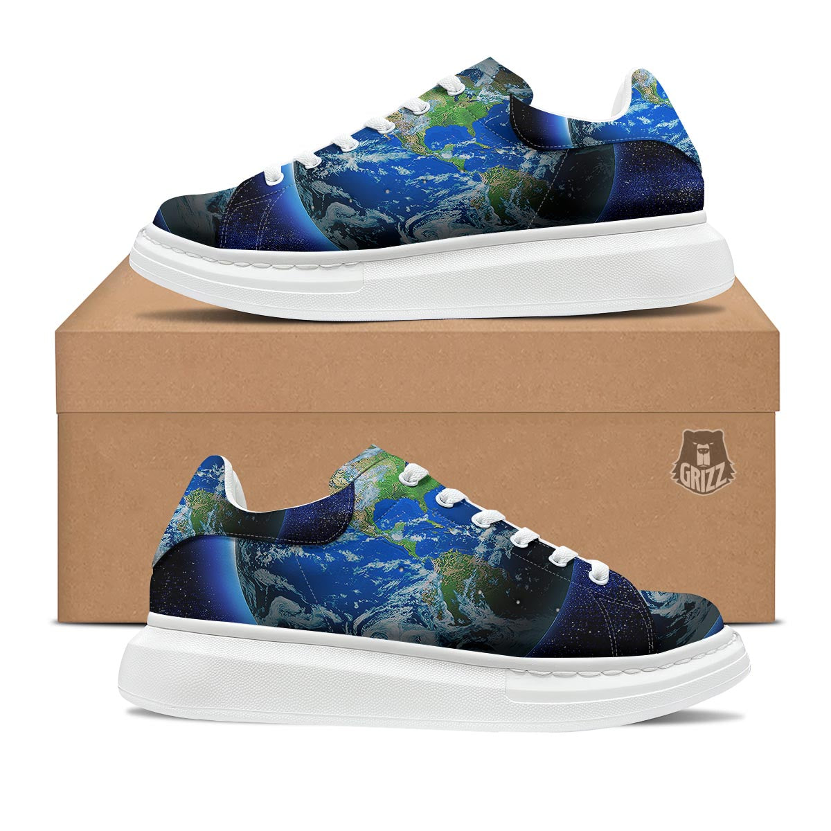 Earth Sunrise Print Platform Shoes-grizzshop