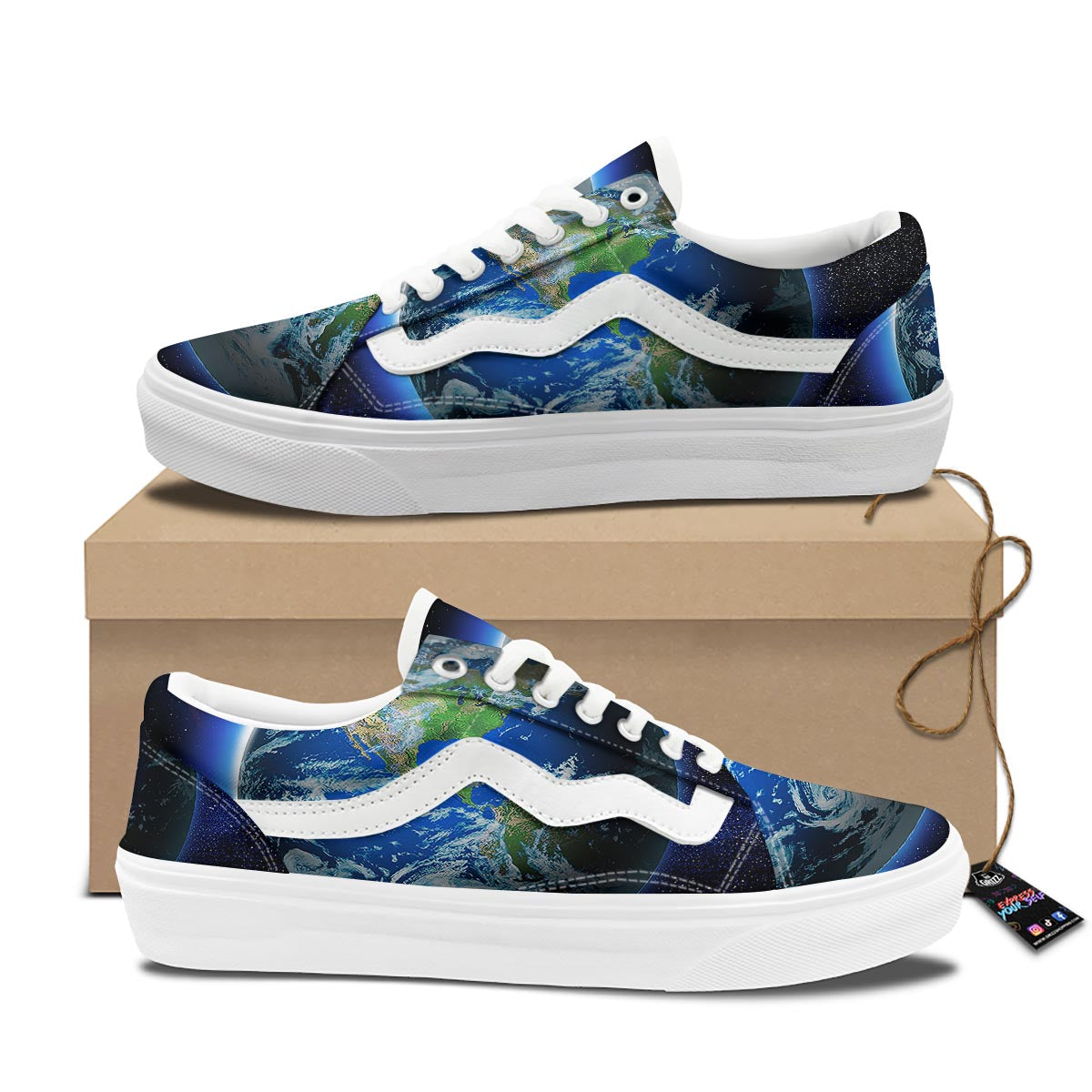 Earth Sunrise Print Skate Shoes-grizzshop
