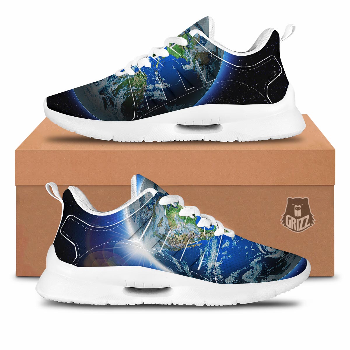 Earth Sunrise Print Tennis Shoes-grizzshop