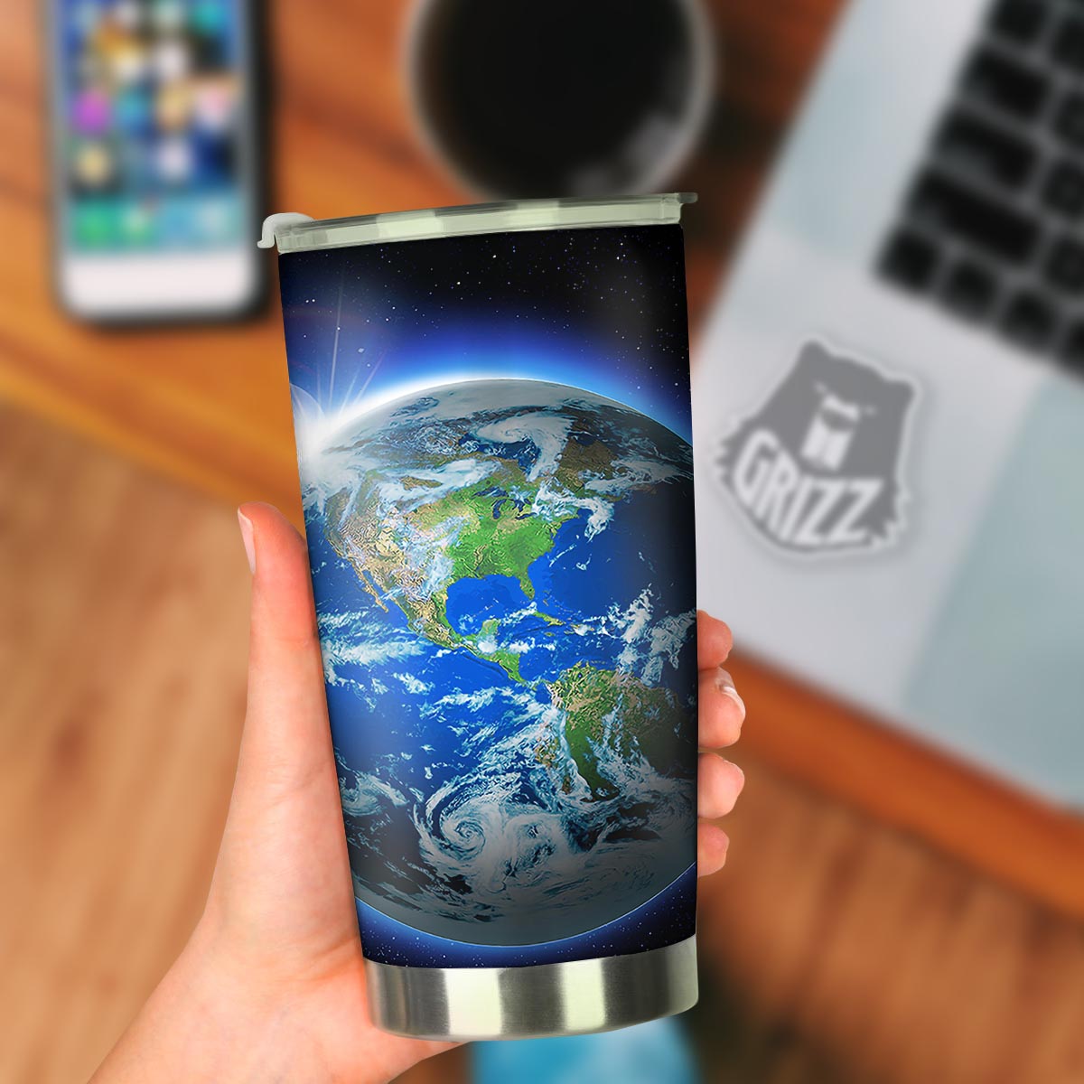 Earth Sunrise Print Tumbler-grizzshop