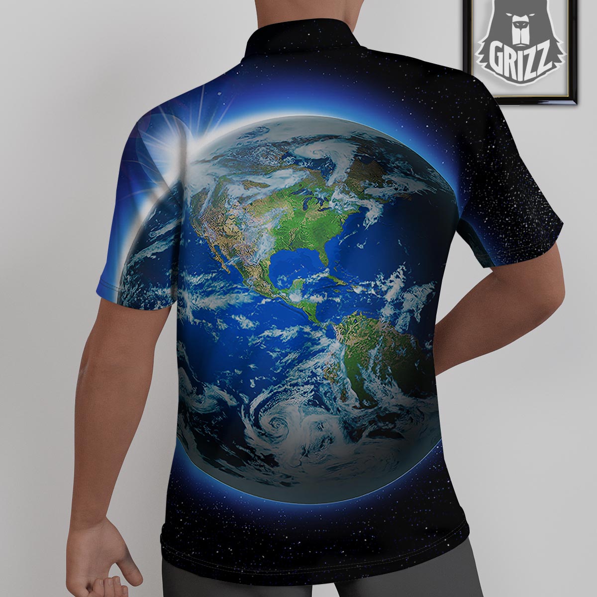 Earth Sunrise Print Untucked Shirts-grizzshop