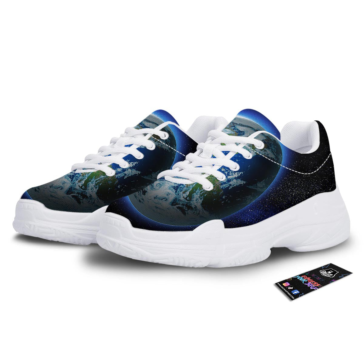 Earth Sunrise Print White Chunky Shoes-grizzshop