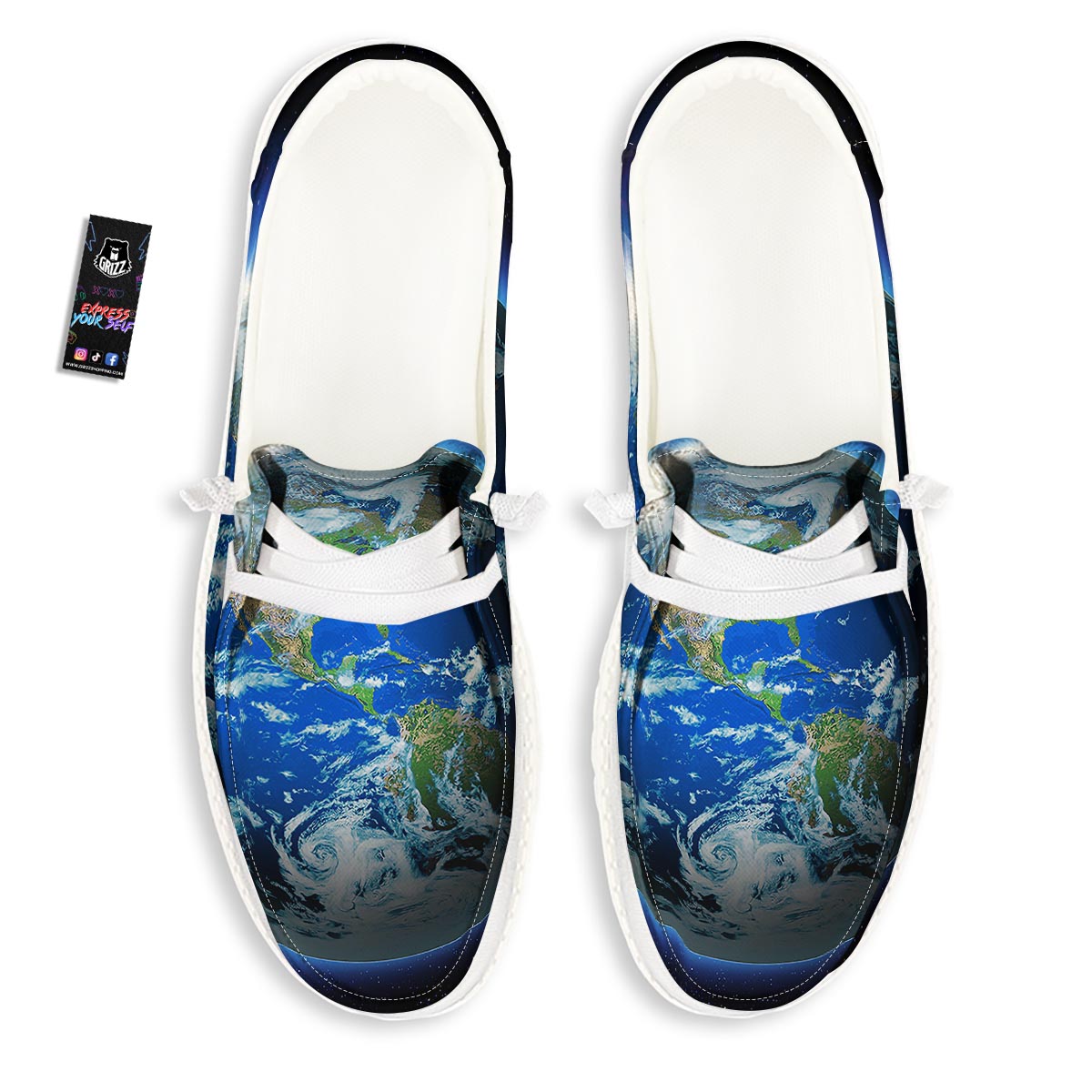 Earth Sunrise Print White Loafers-grizzshop