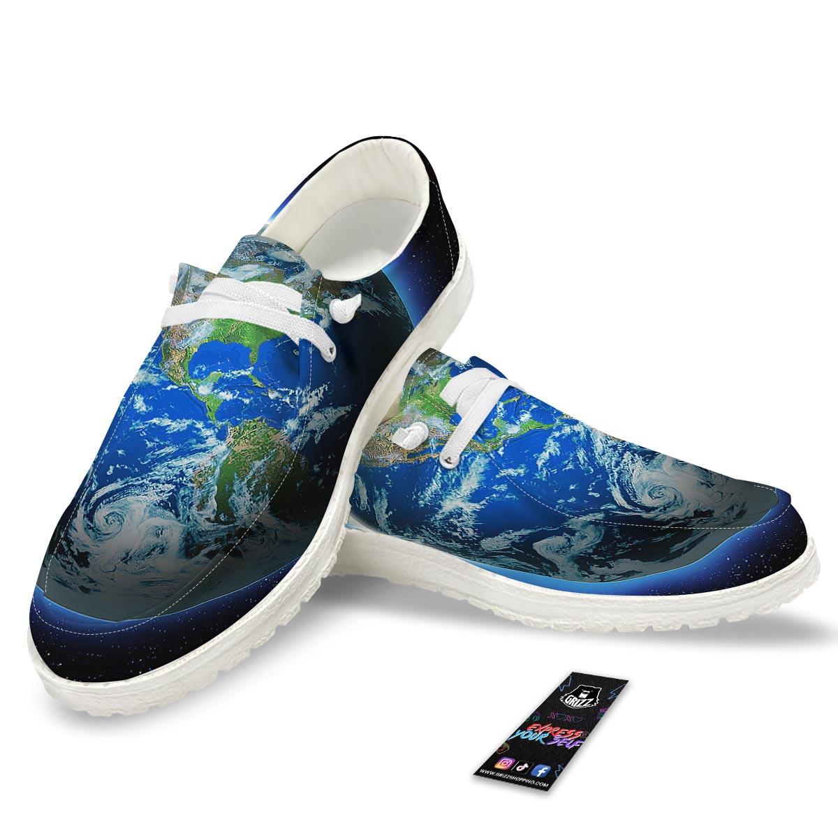 Earth Sunrise Print White Loafers-grizzshop