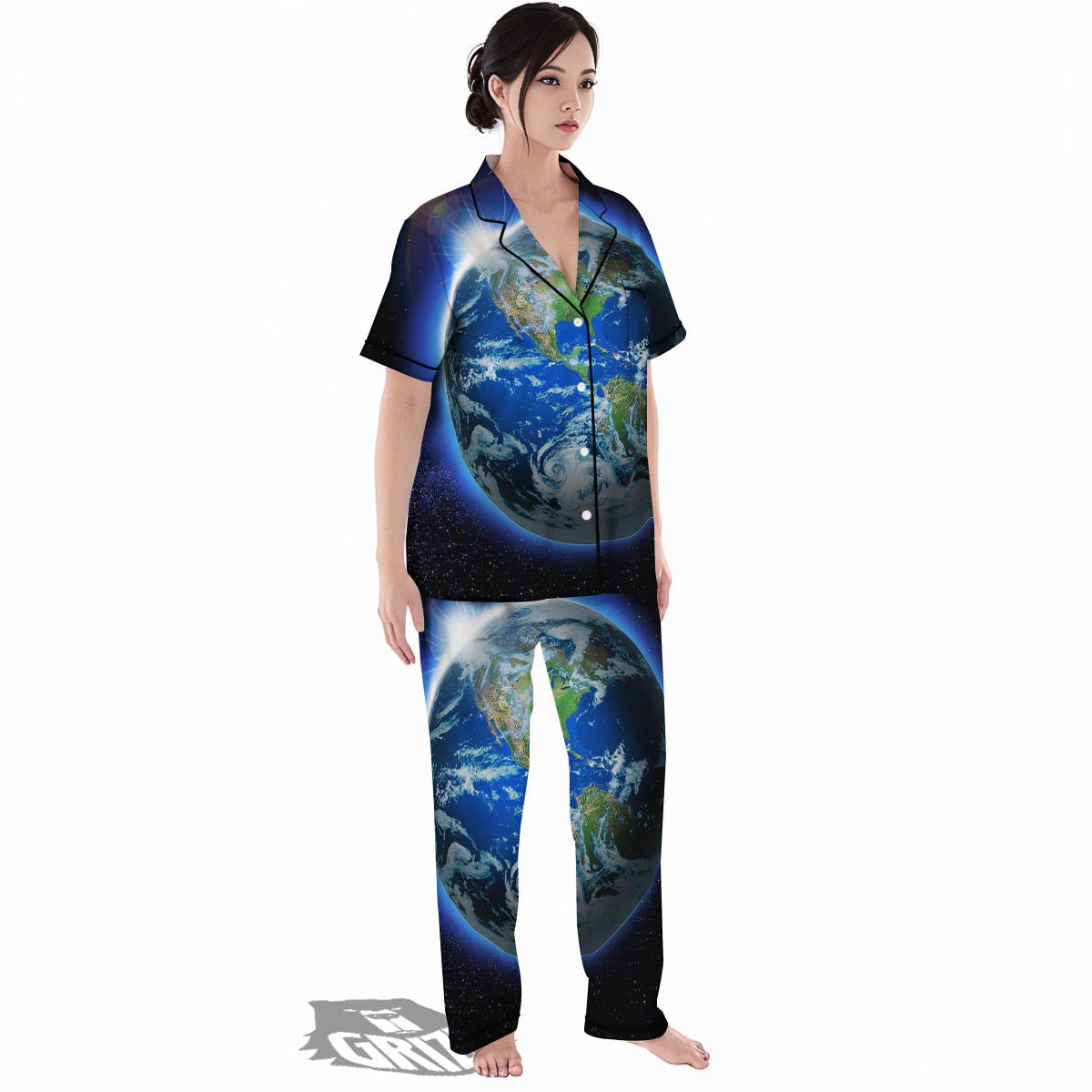 Earth Sunrise Print Women's Pajamas Set-grizzshop