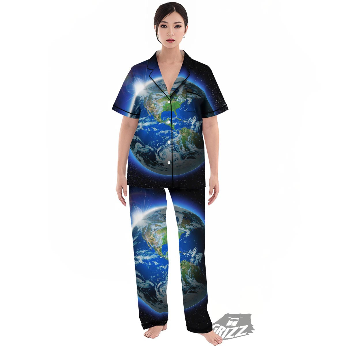 Earth Sunrise Print Women's Pajamas Set-grizzshop