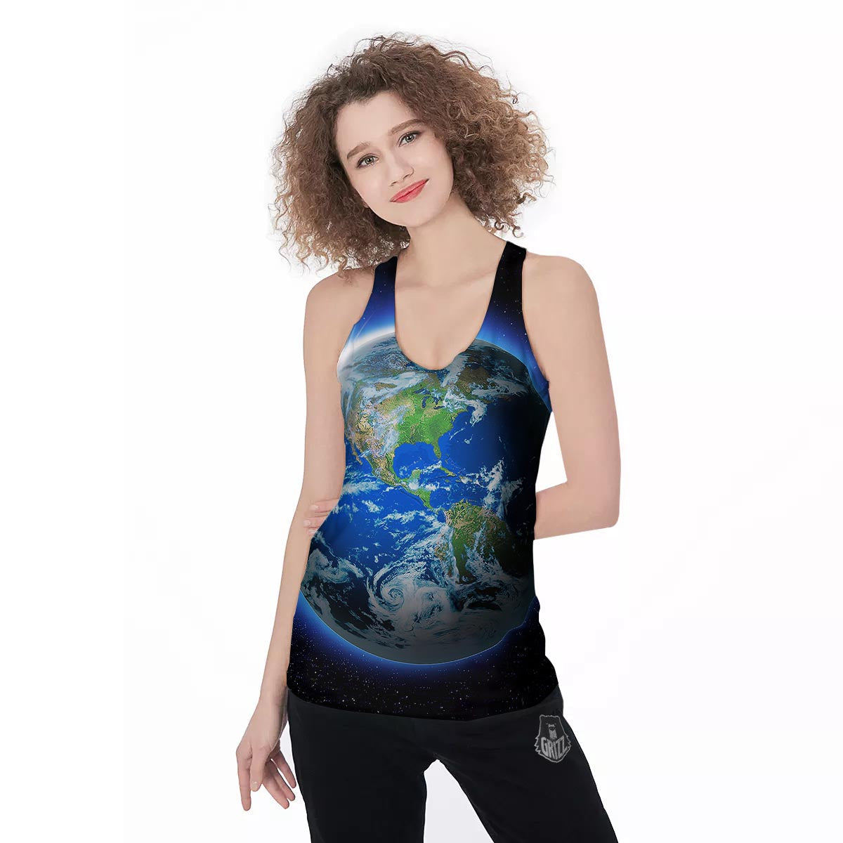 Earth Sunrise Print Women's Racerback Tank Top-grizzshop