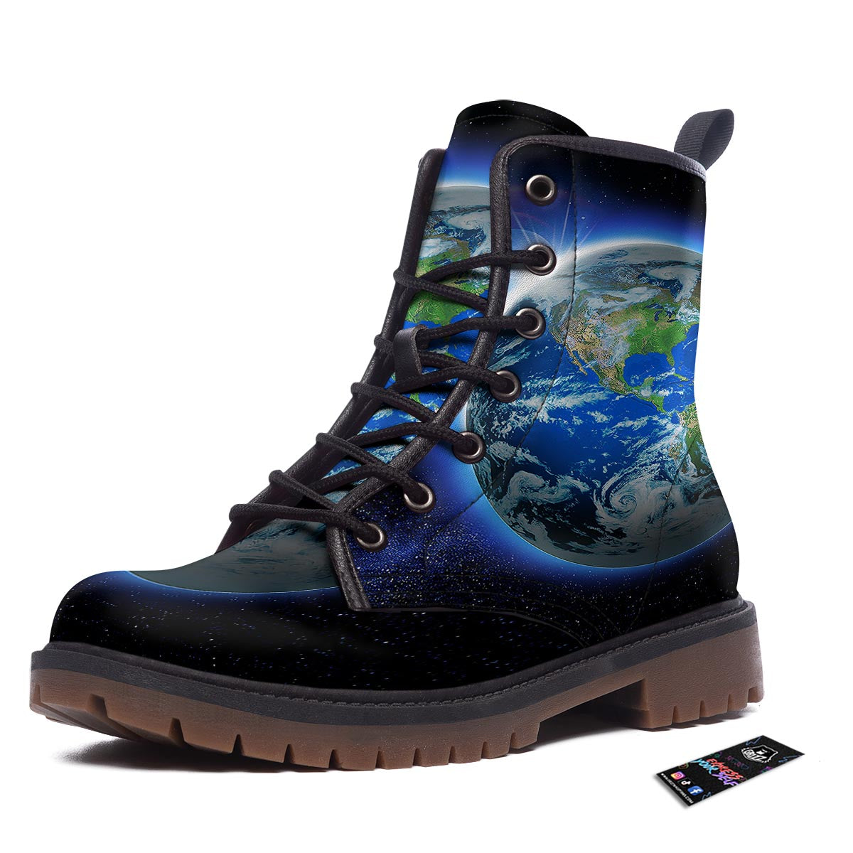 Earth Sunrise Print Work Boots-grizzshop