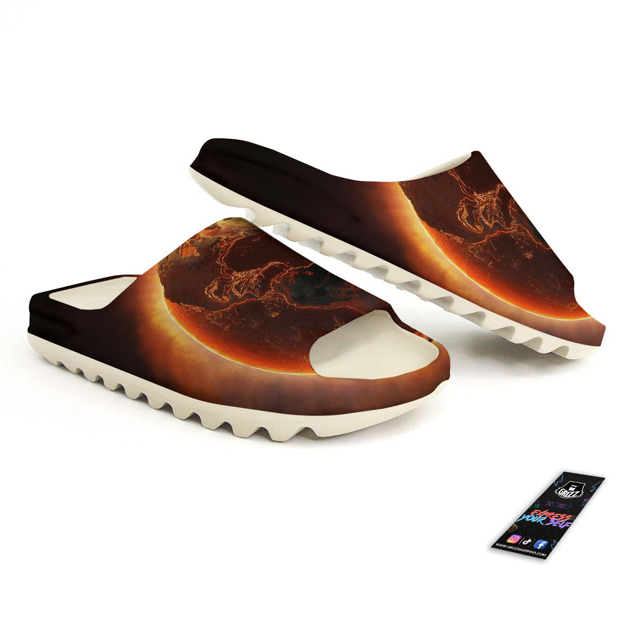 Earth Burning Print Sandals-grizzshop