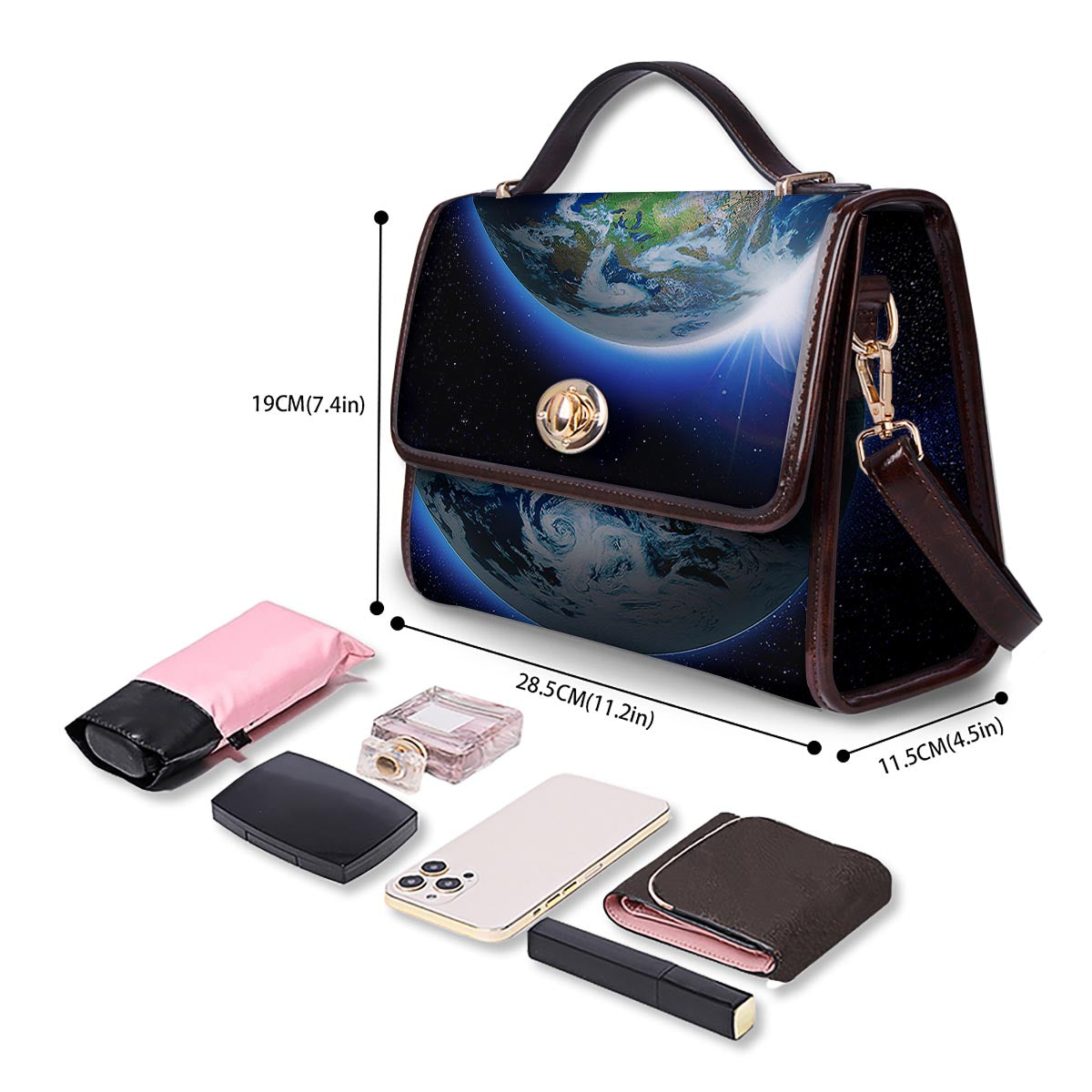 Earth Sunrise Print Women's Satchel Bag