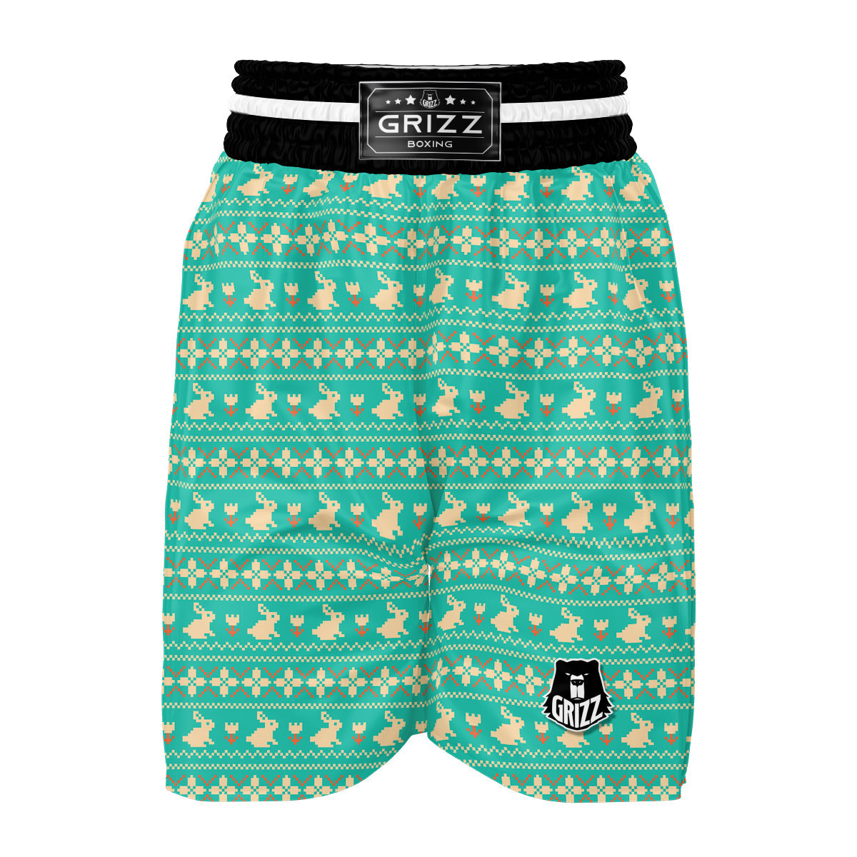Easter 8-Bit Print Pattern Boxing Shorts-grizzshop