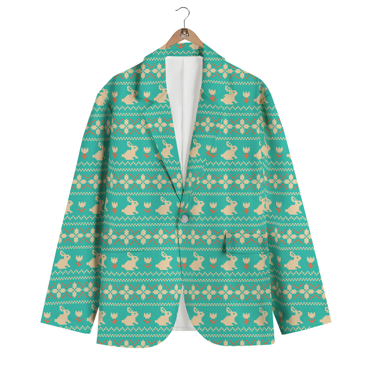 Easter 8-Bit Print Pattern Men's Blazer-grizzshop