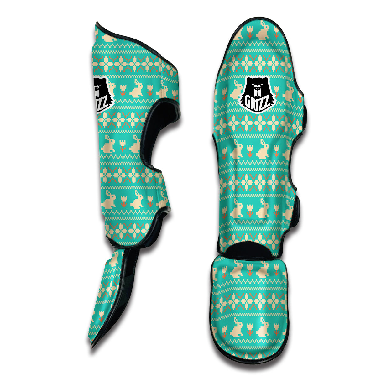 Easter 8-Bit Print Pattern Muay Thai Shin Guards-grizzshop