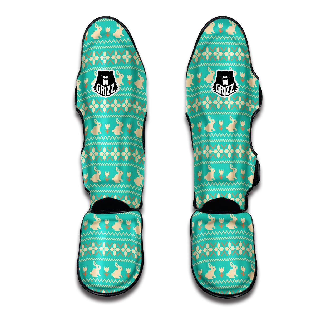 Easter 8-Bit Print Pattern Muay Thai Shin Guards-grizzshop