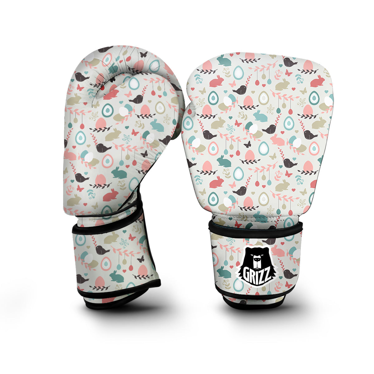 Easter Beige Print Pattern Boxing Gloves-grizzshop