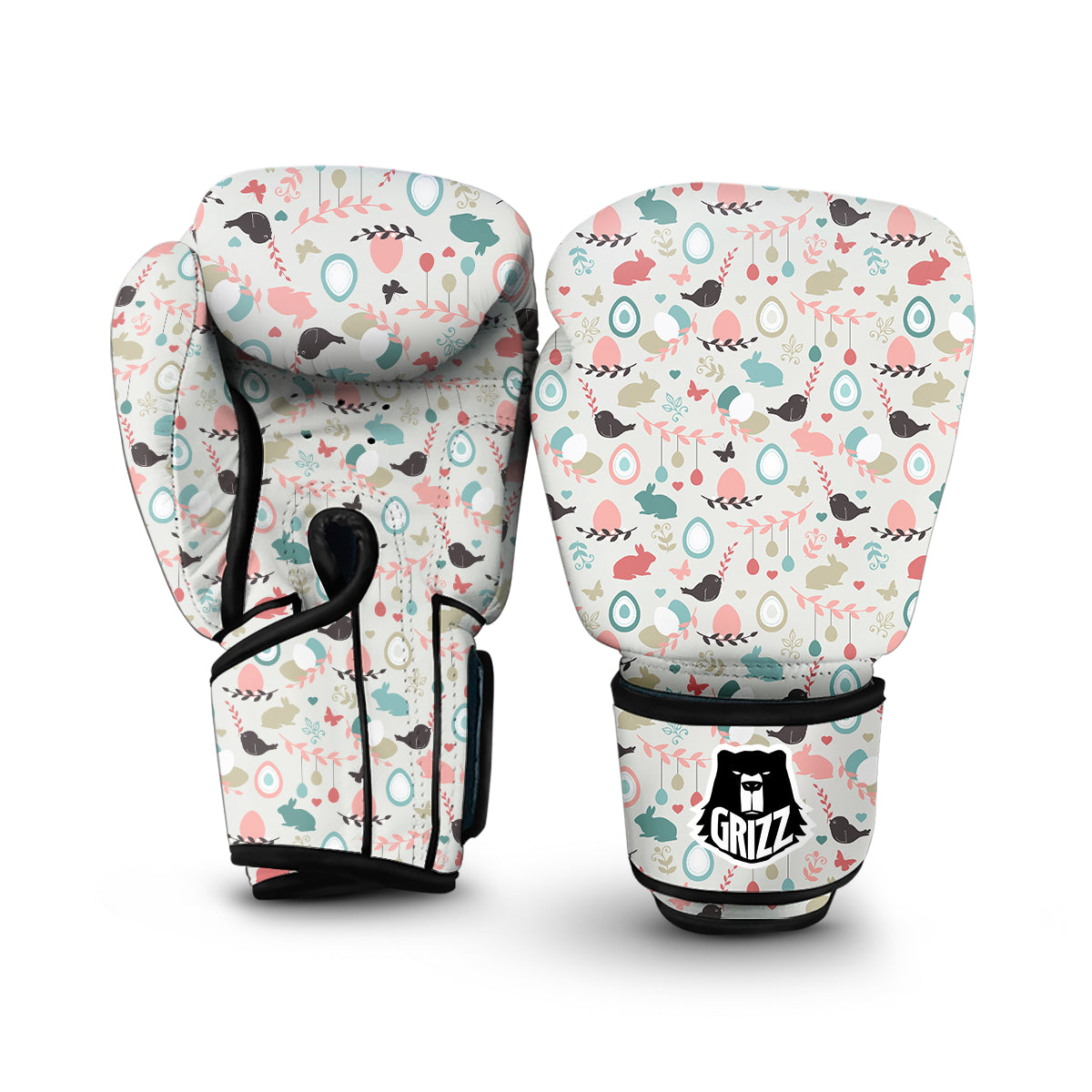 Easter Beige Print Pattern Boxing Gloves-grizzshop